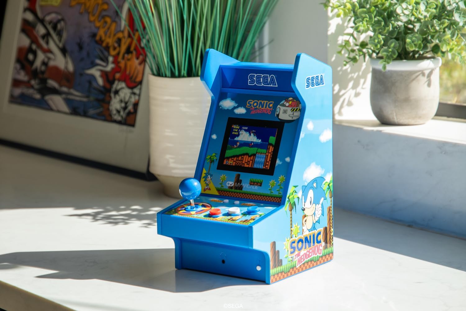 My Arcade Sonic The Hedgehog Mighty Player 11-Inch Portable Arcade Cabinet 4-in-1 Classic Sega Games Console Zevon