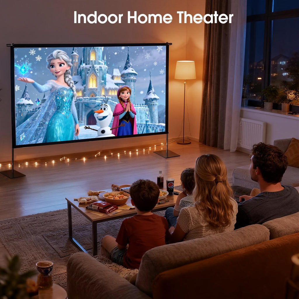 120" Portable Projector Screen with Stand All-Metal Frame Wrinkle-Free 16:9 4K HD Indoor Outdoor Movie Screen with Carry Bag Zevon
