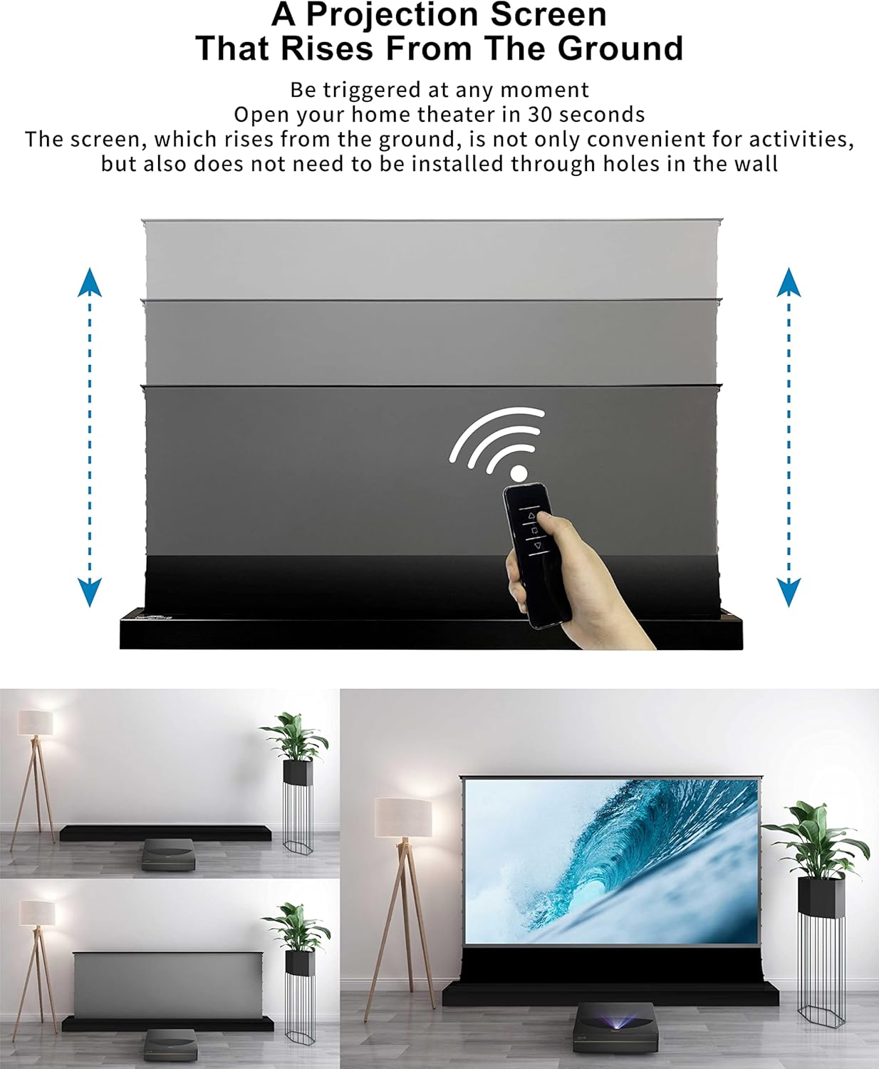 VividStorm S Pro 100" Motorized Tension Floor-Rising UST Projector Screen VSDSTUST100HP Zevon
