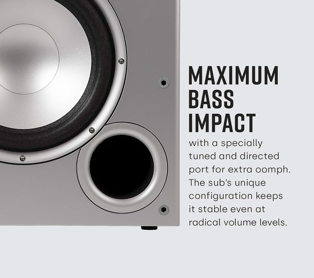Polk Audio PSW10 10" Powered Subwoofer Compact Home Theater Big Bass Speaker with Power Port Technology Up to 100W Zevon