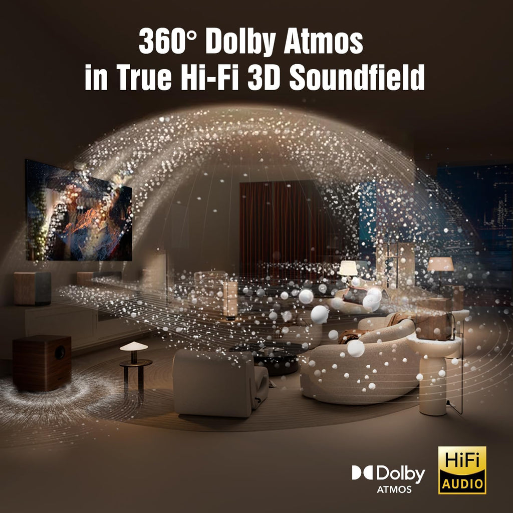 True 5.1.4 Hi-Fi Dolby Atmos Surround Sound System 900W Home Theater Soundbar with 4 Surrounds & 25Hz Subwoofer eARC Zevon
