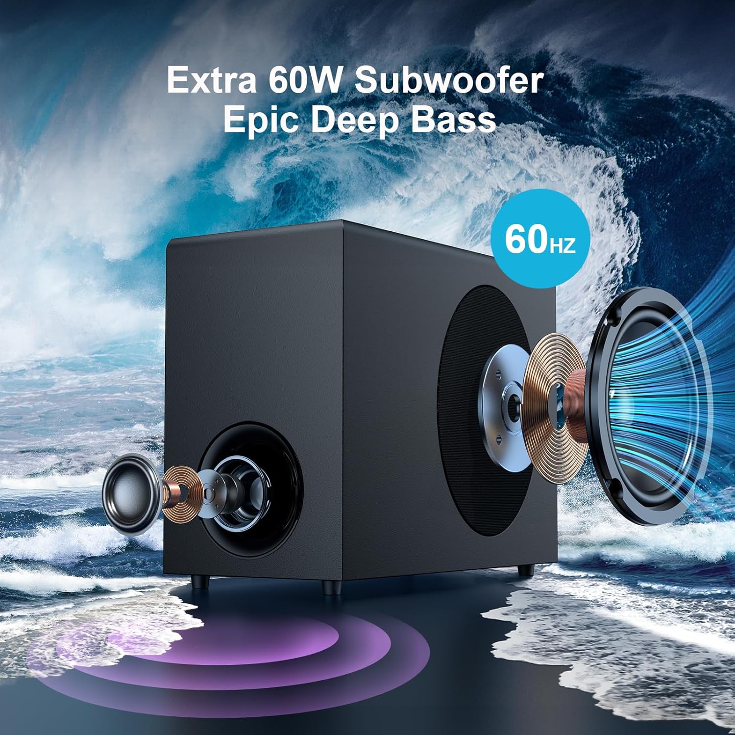 Assistrust KY-8000 110W 2.1-Channel Sound Bar with Subwoofer 3 EQ Modes Bluetooth ARC Optical & AUX Zevon