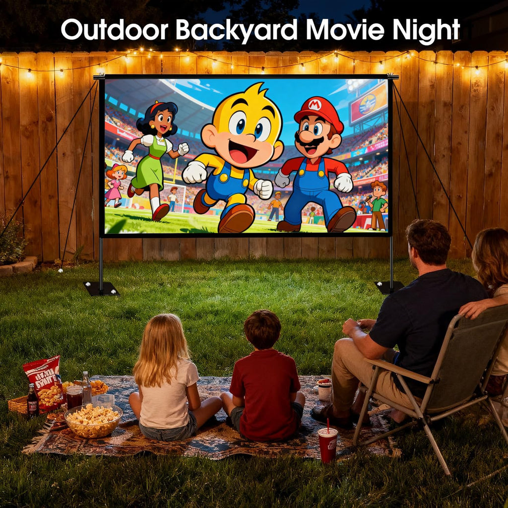 120" Portable Projector Screen with Stand All-Metal Frame Wrinkle-Free 16:9 4K HD Indoor Outdoor Movie Screen with Carry Bag Zevon