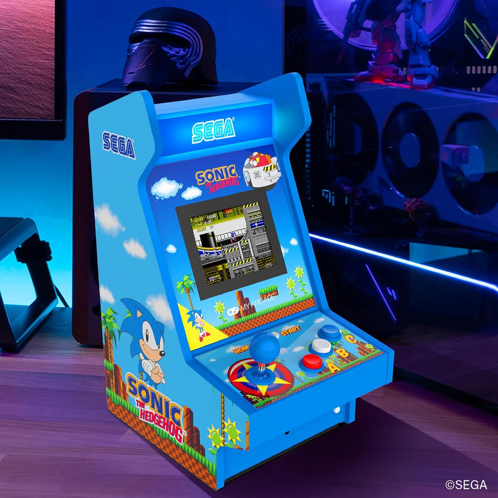 My Arcade Sonic The Hedgehog Mighty Player 11-Inch Portable Arcade Cabinet 4-in-1 Classic Sega Games Console Zevon