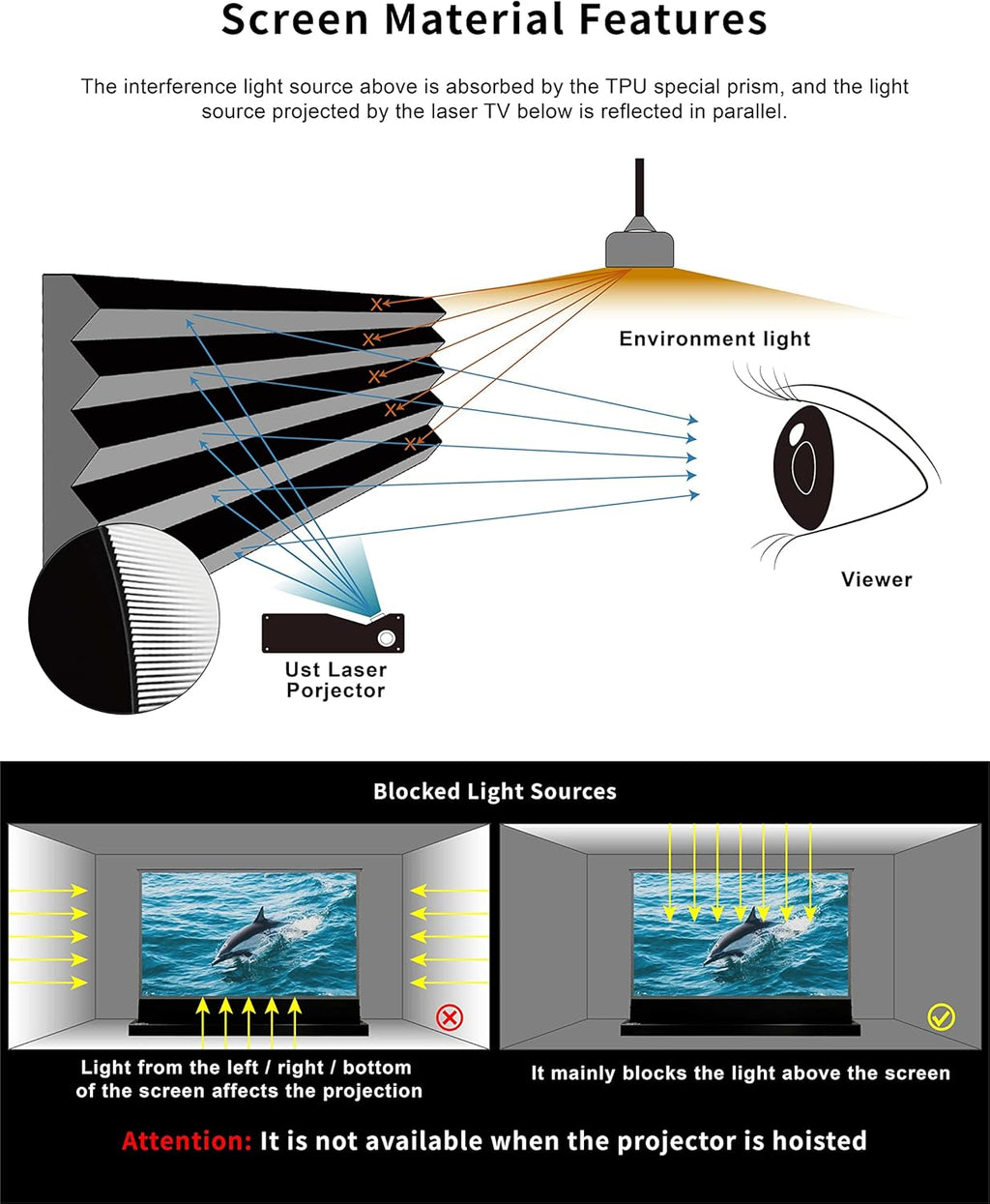 VividStorm S Pro 100" Motorized Tension Floor-Rising UST Projector Screen VSDSTUST100HP Zevon