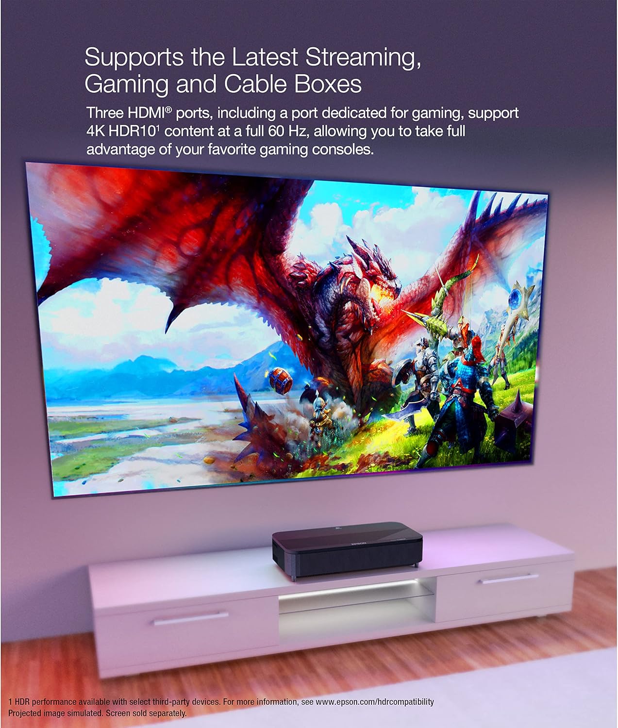 LS800 Ultra Short Throw 3-Chip 3LCD Smart Laser Projector 4000 Lumens 4K PRO-UHD Android TV Yamaha Speakers Black Zevon